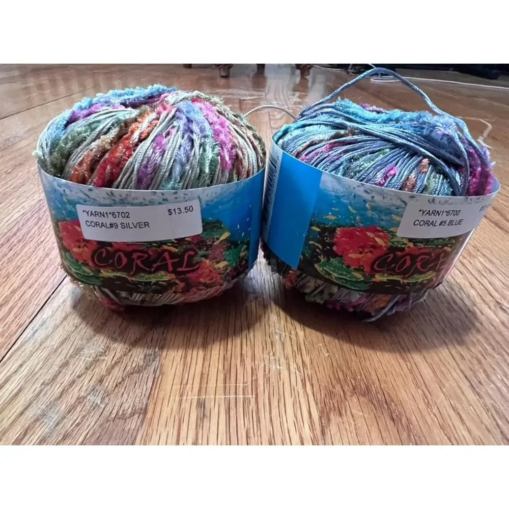 Coral Ribbon Yarn Lot of 2 | Novelty Ladder Yarn for Fiber Art